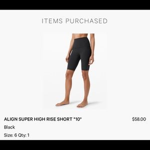 Lululemon Align Bike short 10”